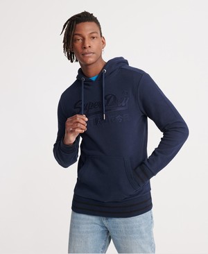 Superdry Vintage Logo Embroidered Loopback Férfi Kapucnis Pulóver Sötétkék | FDREH7809